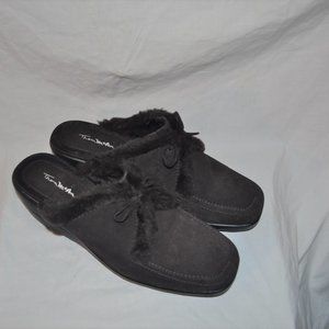 Thom McAn Faux Fur Brown Suede  Slide Clogs